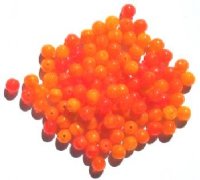 100 6mm Milky Opal Orange Round Glass Beads